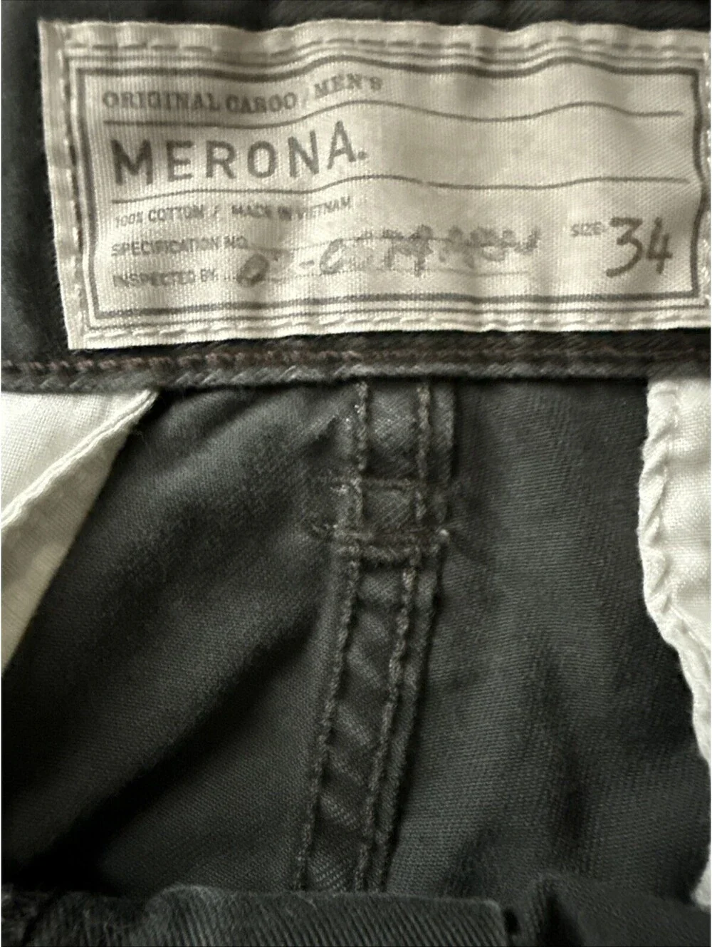 NWT Merona Mens Cargo Shorts Olive Twist Dark Green Classic Utility New Tag 34